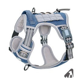 AUROTH Tactical Dog Harness for Small Medium Large Dogs No Pull Adjustable Pet Harness Reflective K9 Working Training Easy Control Pet Vest Military Service Dog Harnesses (M, Denim Blue)