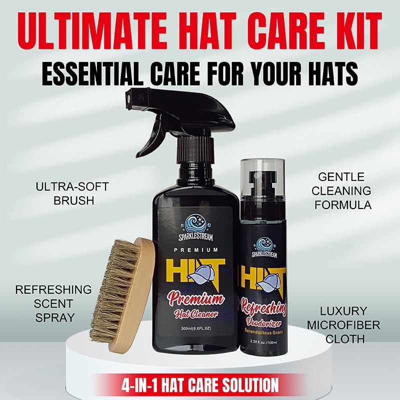 Premium Hat Cleaner & Deodorizer Set -Gentle Cleaning Solution for
