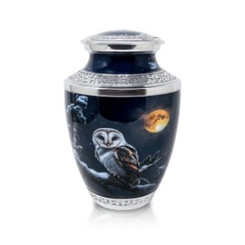 Precious Handicraft Snow OWL Cremation Urn for Human Ashes for Funeral, Burial or Home. Urn for Ashes Adult Male Female Large Urns for Dad Mom and Cremation Urns for Human Ashes