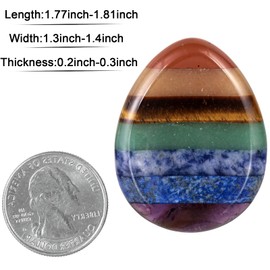 mookaitedecor Teardrop Shape 7 Chakra Thumb Worry Stone Polished Bag Palm Stone for Crystal Anxiety Therapy Stress Relief Pack of 2