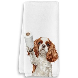 WOTYPU Funny Cavalier King Charles Spaniel Gifts Bathroom Hand Towels, Cavalier King Charles Spaniel Dog Lovers Gift Decorative Hand Towels for Kids Guest Bathroom Washroom Half Bath, 16X24 Inch