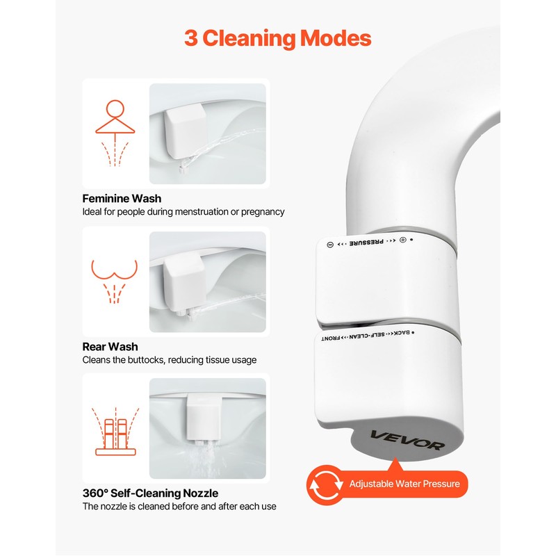 VEVOR Dual Retractable Nozzles, Adjustable Pressure, Easily Installed Cold Water