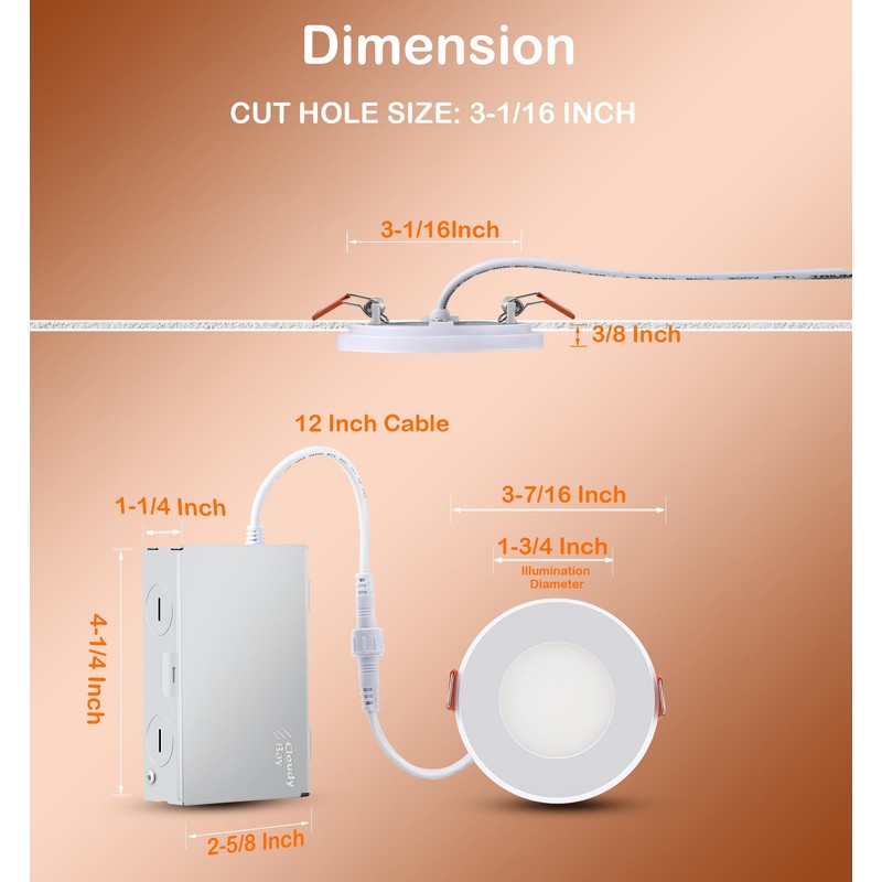 CLOUDY BAY [6 Pack] 3 Inch 5CCT LED Recessed Down