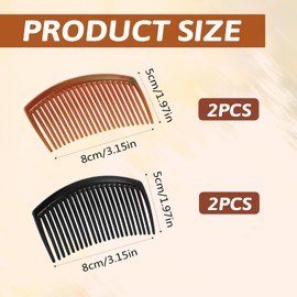4 Stücke Haarkamm Zum Stecken, Haar Seitenkamm Einsteckkamm mit geteilten Zähnen 23 Zähne Kunststoff Haarspange Französische Seitenkämme Pony Haarkamm Side Hair Twist Comb für Frauen und Mädchen