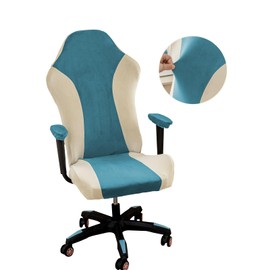 Lavish Cover Velvet Stretchable Gaming Chair Cover, Washable, Anti-Scratch Slipcover with Armrest Protection, Cat Scratch Proof for Office and Computer Chairs(No Chair, LightBlue)