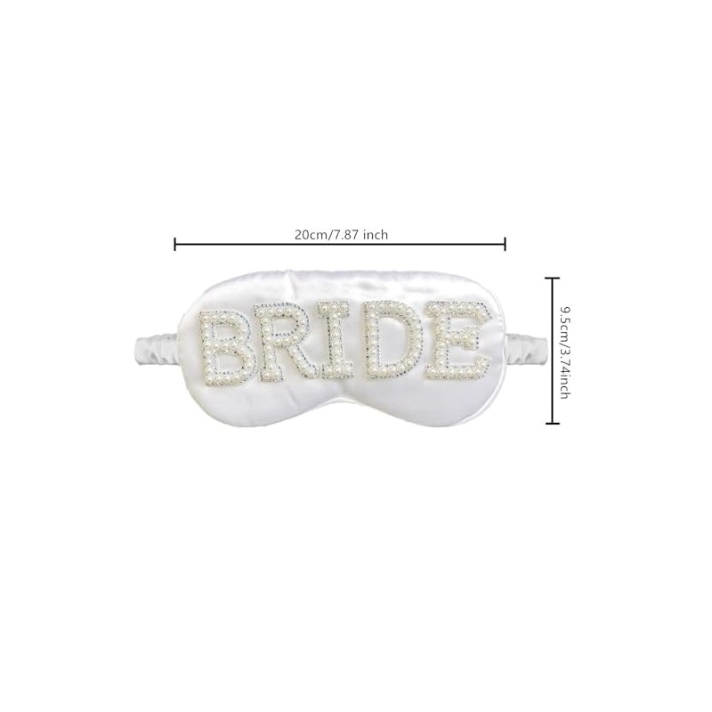 TRIXES Bride Sleep Mask, Rhinestones and Faux Pearls, Bride to