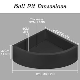 UHAPPYEE Ball Pit Black, Sector Foam Ball Pits for Toddlers, Corner Ball Pit Pool Playpen Foldable & Portable Soft Ball Pool 35.4”x 11.8” (Balls not Included)”