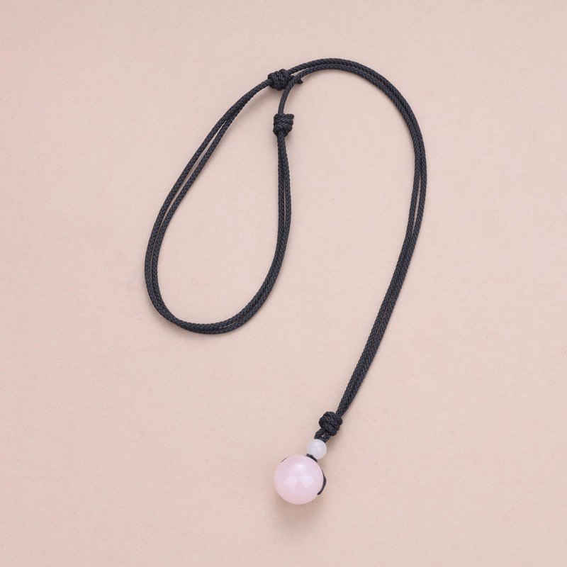 COAI Unisex Ball Pendant Made of Gemstones Adjustable Necklace, rose
