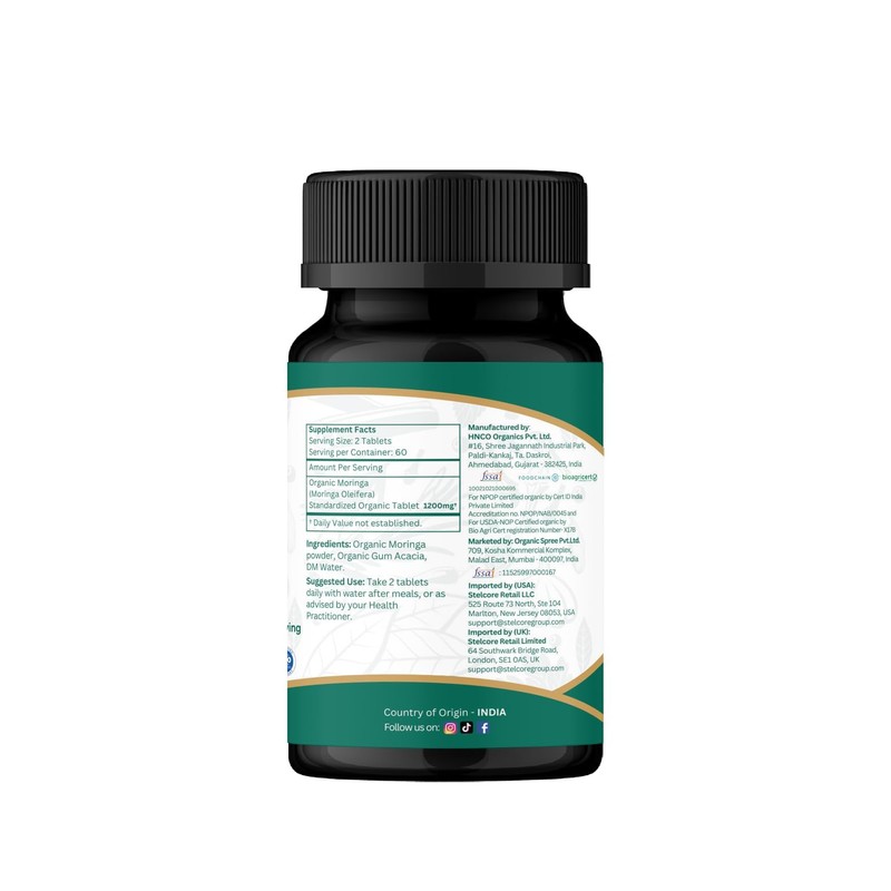 ORGANIC SPREE Moringa 120 Tablets | Moringa Oleifera (Drumstick Leaf)