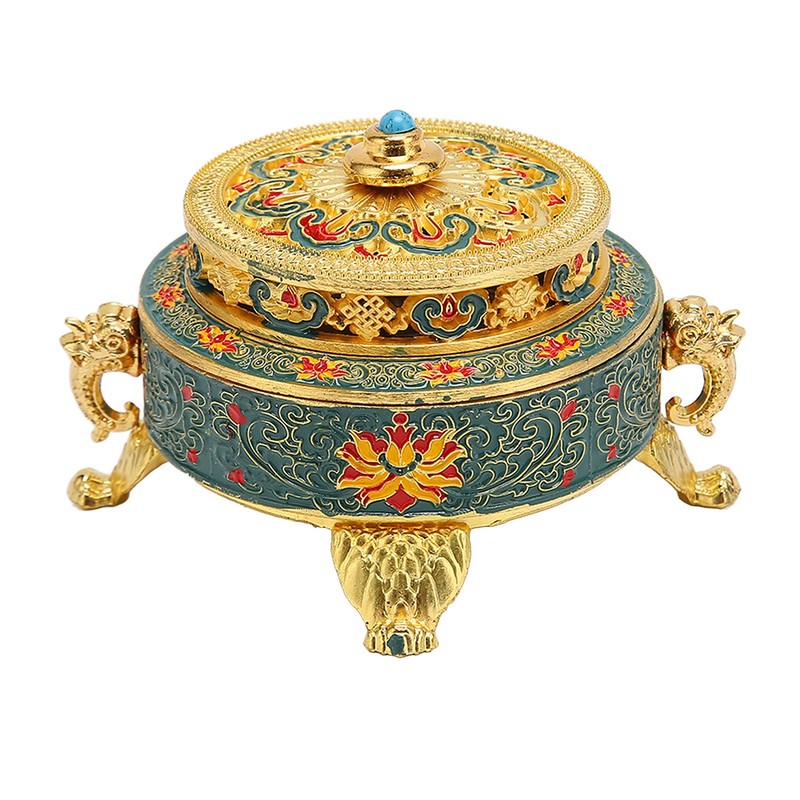 Trinket Incense Burner with Lid Handcraft Antique Polished Process for