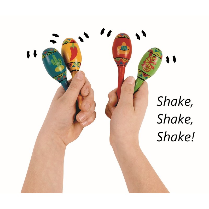 Fun Express 12 Pieces- Wooden Fiesta Maracas- Educational and Learning