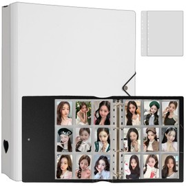 Shougege A4 Minimalist Photocard Binder with 25 Pages 9 Pocket Single Side Inner Refills and 2 Divider Acid-Free with 225 Pockets (A4, Heart, White)