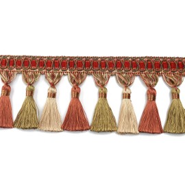 Fenghuangwu 6.5 Yard Handmade Tassel Fringe Trim, 10Cm/3.94Inch Diameter Tassel Fringing Trimmings Hand Knitting for DIY, Decor,Curtain Tablecloth Home Decoration-Orange