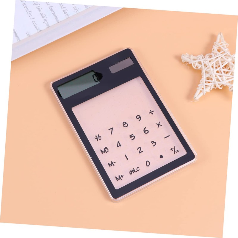 Operitacx Portable Transparent Touch Screen Calculator with Solar Power Compact