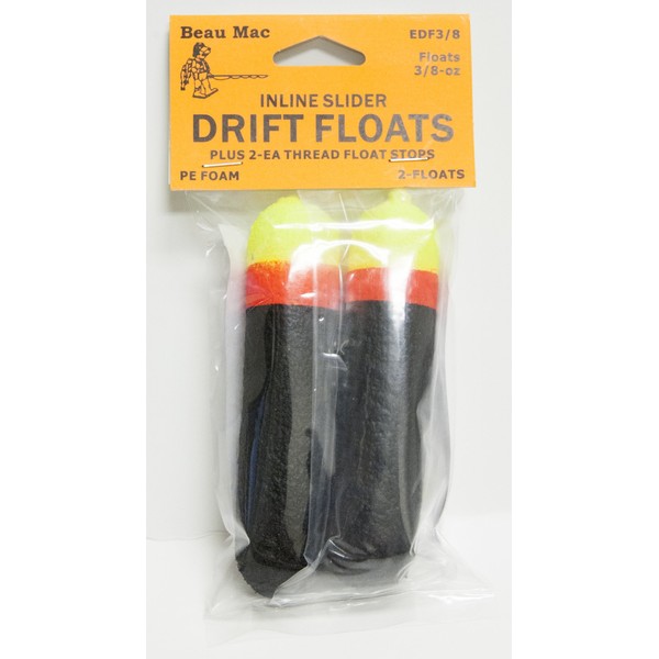 Beau Mac EDF3/8 Float EZ Drift Foam Floats 3/8oz 2Pk XL