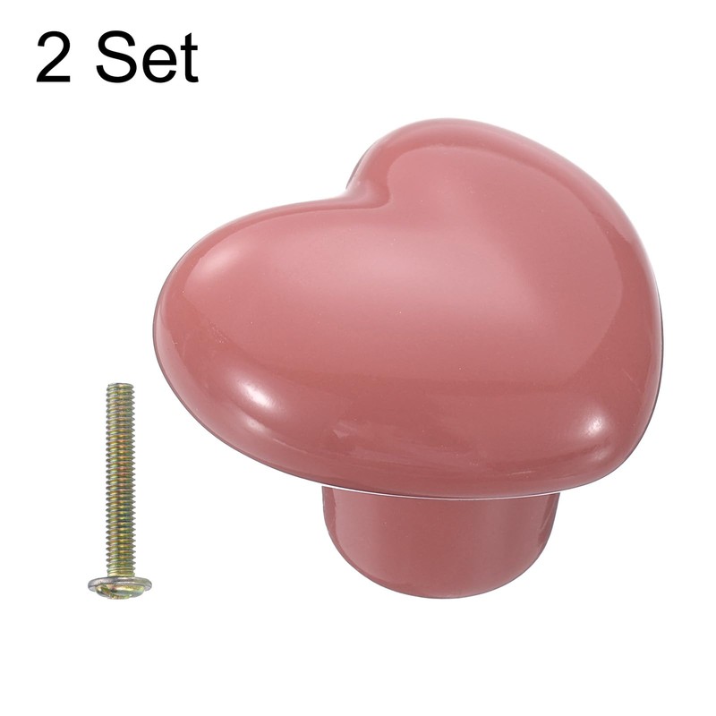 sourcing map 2 Packs Ceramic Drawer Knobs, Heart-Shaped Dresser Pulls,