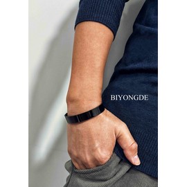 BIYONGDE 1 PC Mens Black Cuff Bracelet Solid Minimalist Stainless Steel Cuff Bangle Bracelet designed for men.