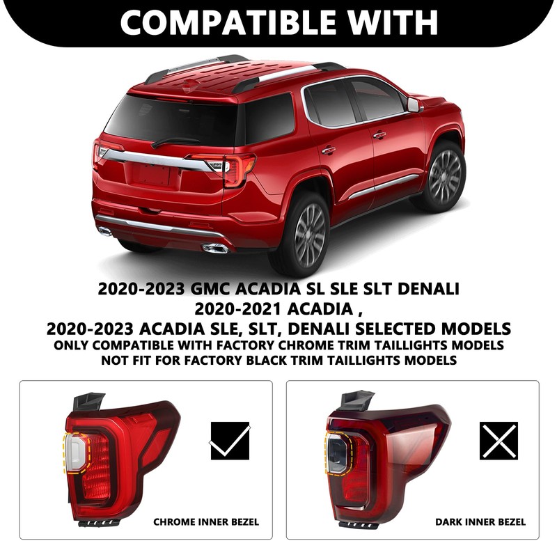 Aosky LED Tail Light Assembly for 2017 2018 2019 GMC