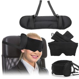 Umllpet Travel Pillow with Eye Mask, Ergonomic Neck Pillow for Aeroplane & Car, Soft & Comfortable Headrest Pillow - Stops Bobble Head, Space Saving for Travel, Office, Home & On the Go