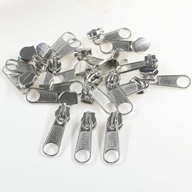 Dzxin #5 Nylon Zipper Sliders, 25 Piece Replacement Metal Zipper Pulls for Nylon Zipper Repair (Silver)