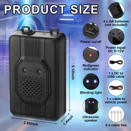 Qualirey 2 Pcs Under Hood Rodent Car Repeller Battery Operated Ultra Sonic Rat Rodent Electronic Repellent with Strobe Light Pest Car Prevention Keep Animal Mice Out of Engines Garage