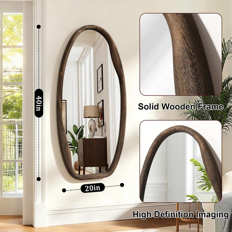 JJUUYOU Irregular Wall Mirror Asymmetrical Bathroom Mirrors for Wall 40"X20"