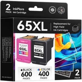 65XL Ink Cartridges Combo Pack Replacement for HP Ink 65 Black Color Compatible for DeskJet 3755 2655 3752 3720 3722 3723 3758 2652 2622 2624 5052 Envy 5055 5058 5052 Inkjet Printer, Print, Scan, Copy