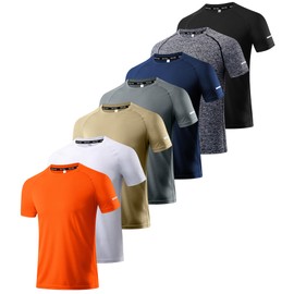 Boyzn 7 Pack Men's Dry Fit T Shirts Moisture Wicking Crew Neck T-Shirts Athletic Running Gym Workout Short Sleeve Tee Tops 7P02-L