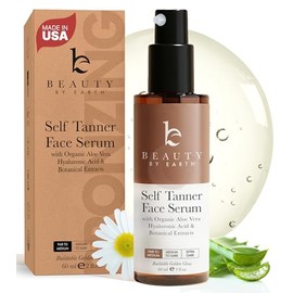 Suero bronceador facial, fabricado en Estados Unidos con ingredientes naturales y orgánicos, autobronceador sin sol para la cara con ácido hialurónico