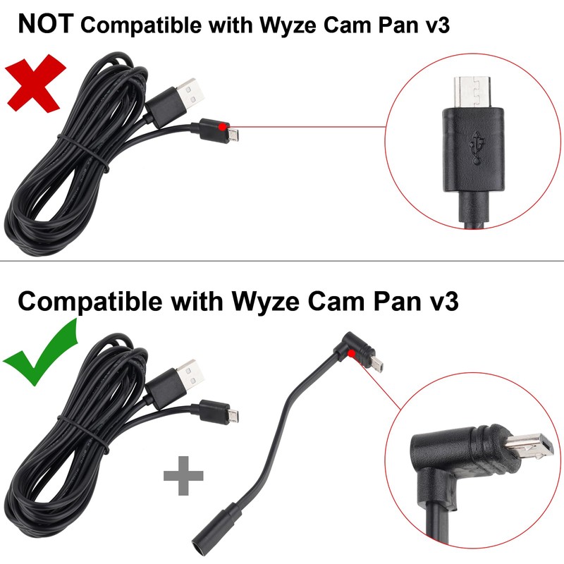 Uogw 2 Pack Extension Cable Compatible with Wyze Cam Pan