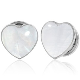 Vankula Ear Tunnel 1 Pair Flesh Plugs Heart Shell Stainless Steel for Men Women Ear Piercing Stretched Jewellery 8 mm to 16 mm, Metal