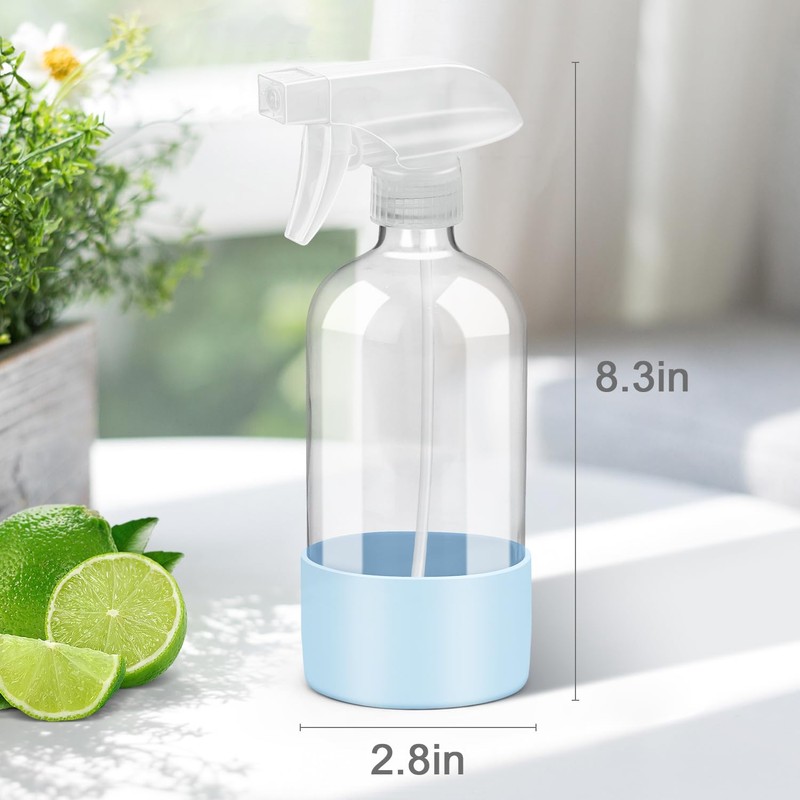 Rionisor Glass Spray Bottles with Silicone Sleeve Protection, Empty 16