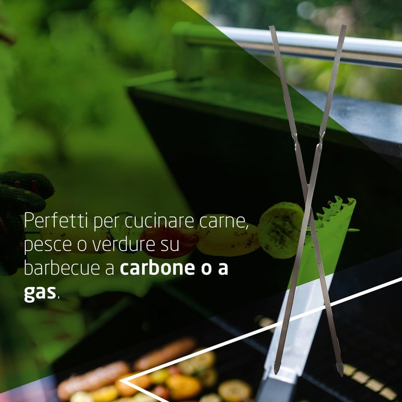 Amig - 10 Spiedini Metallo per Barbecue Fireplus | Spiedini