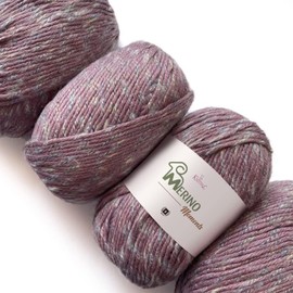 Merino-Moments Knitting and Crochet Merino Wool Multicolor Yarn Set of 4 (456yds/400g), Thick Chunky Weight #5, Great for Baby Projects: Sweaters, Blankets, Hats, Mittens, Scarves (Purple Lavender)