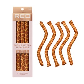 RED by Kiss Satin Pattern Flexi Rods, Heatless Curling Rods, Satin Cover, No Heat Styling for Frizz-Free Hair (Giraffe / 5/8", 5pcs)