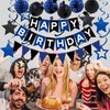 Black Blue Birthday Decorations, Black & Blue Happy Birthday Banner
