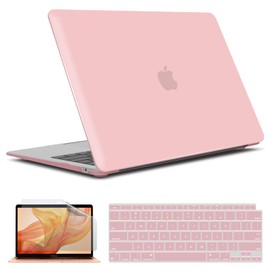 IBENZER Compatible with 2022 2021 2020 MacBook Air 13 inch case M1 A2337 A2179 A1932, Hard Shell Case&Keyboard Cover&Screen Film for Mac Air 13 with Touch ID, Rose Quartz, AT13RQ+2