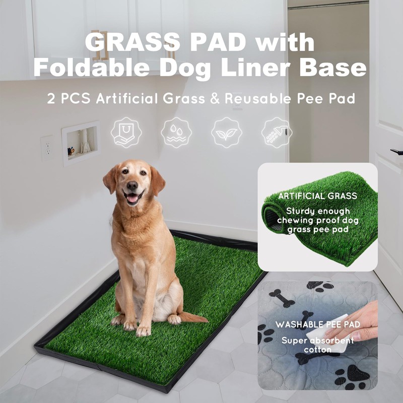 HQ4US 4LEGS Dog Grass Pad with Foldable Dog Litter Box,Extra