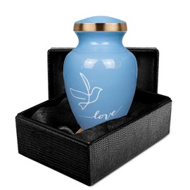Trupoint Memorials Small Urns for Human Ashes Keepsake – Cremation Urns for Human Ashes, Mini Urns for Human Ashes, Keepsake Urns for Human Ashes, Small Urn for Ashes for Women – Small, Light Blue