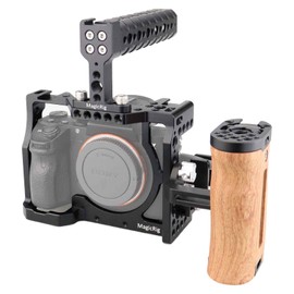 MAGICRIG A7RIII Camera Cage Kit with Top Handle Grip Wooden Side Handle HDMI Cable Clamp for Sony A7RIII /A7III /A7M3(A7R Mark III/ILCE-7RM3)