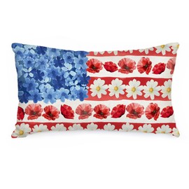 AACORS 4th of July Pillow Covers 12x20 Inch Myosotis Poppy Decor Patriotic Holiday Pillow Case Independence Memorial Day Decorations for Sofa Couch AA551-12