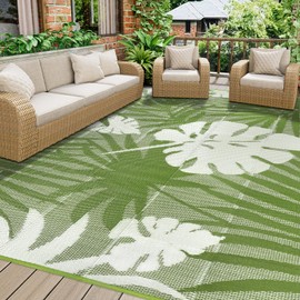 Homcomoda Outdoor Rugs 6'x9’ Waterproof Reversible Patio Rugs Outdoor Clearance Lightweight Outdoor Rugs Portable RV Camping Mats for Tents Deck Porch BBQ Beach Backyard