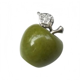 Sunshcat Natural Green Jade 1.18 Inchs Apple Crystal and Healing Stone Statues,Room Decoration Christmas Decorations Thanksgiving Gifts Office Gifts Collectibles