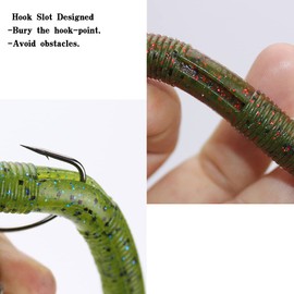 Soft Plastic Bass Fishing Lure 5.3" Senko Style Worms-Salt Impregnation, Ribbed Design Slow Sinking Swimbaits (04-Oil Spill)