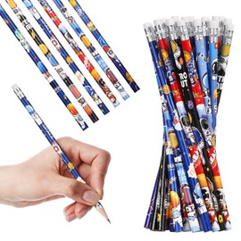 Fontien 24 Pcs Lead Pencils Outer Space Pencils for Kids - Astronaut，Rocket，Planets，and Space Themed Design with Eraser-Perfect for Birthday Party，Classroom for Teacher Supplies Student Favors Reward