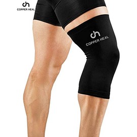 COPPER HEAL Knee Compression Sleeve Knee Brace GUARANTEED with Highest Copper Infused Content to Support Stiff Sore Muscles & Joints Meniscus Tear & Patella Stabilizer Strap