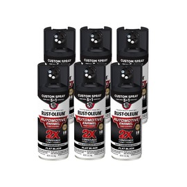 Rust-Oleum 2X Automotive Enamel Custom Spray 5-in-1 Spray Paint, 12 oz, Flat Black, 6 Pack