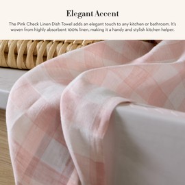 MACKENZIE-CHILDS Linen Dish Towel, Decorative Kitchen Towel, Pink Check