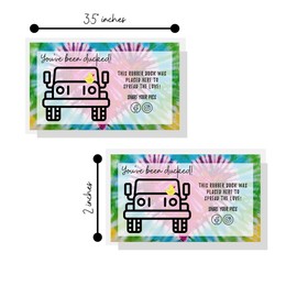You've Been Ducked Card | 50 Pack | 2x3.5 inches Business Card Size | Tie Dye Heart Design Ducking Card Tags to Attach to Rubber Ducks