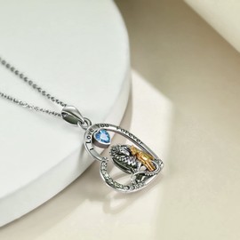 YAFEINI Drachen Kette Einhorn Anhänger Halskette 925 Sterling Silber Schmuck Geschenke für Damen Mädchen Herren (Das Einhorn und die Drachenkette)